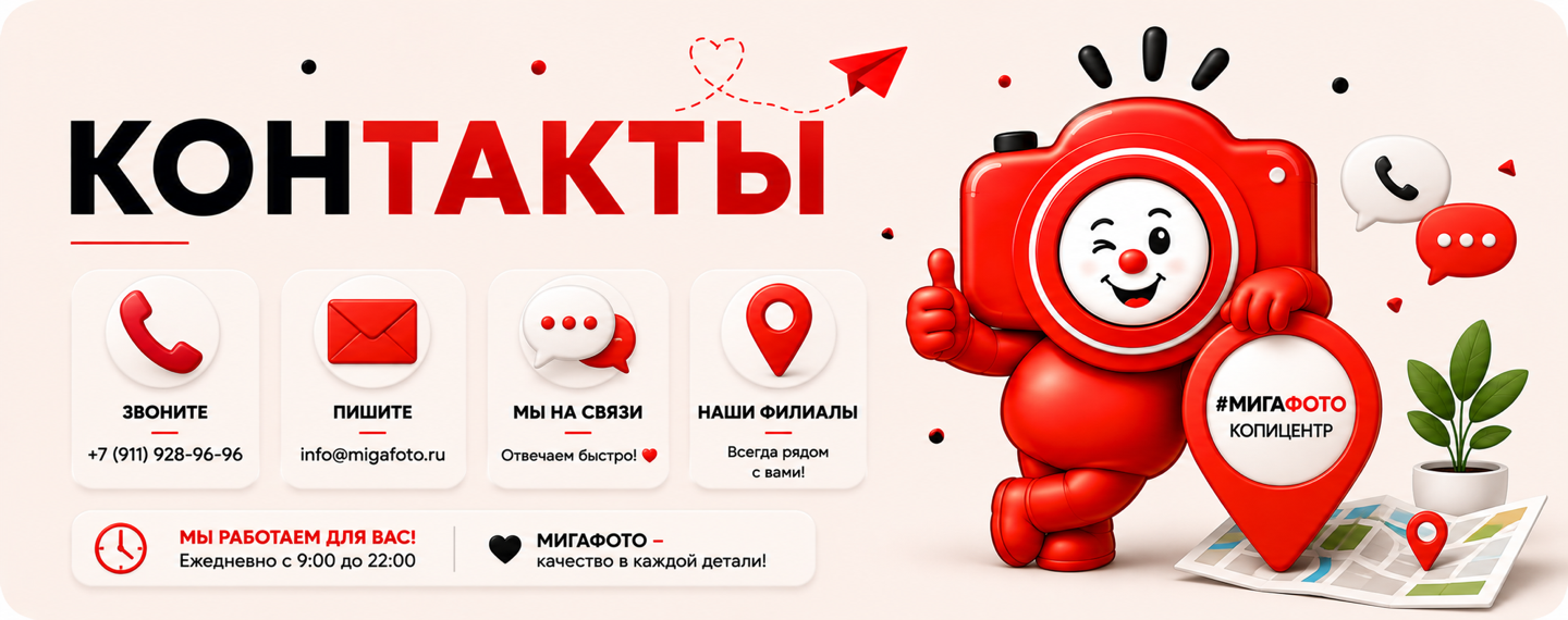Контакты сети копицентров МИГАФОТО